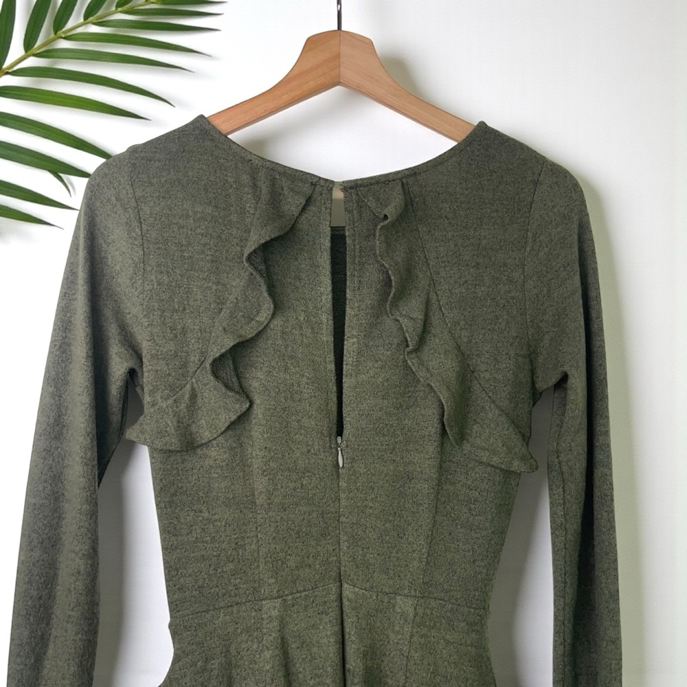🆕 Lulus Favorite Tune Faux Wrap Sweater Dress in Olive Green - Picture 7 of 9